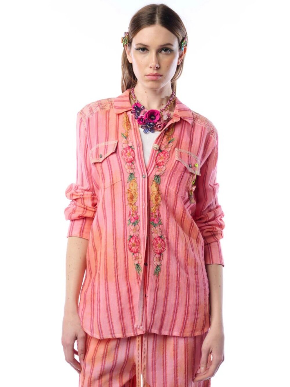 ARATTA Be My Valentine Button-Down Shirt In Vintage Rose NWT